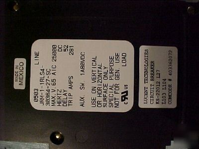 New load leads lucent technologies circuit breaker v 65 