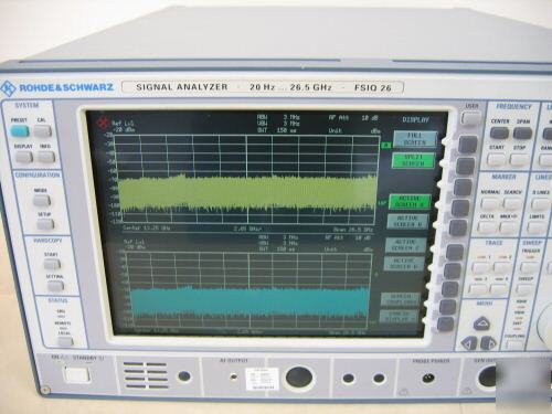 R&s FSIQ26 signal analyzer, 20 hz - 26.5 ghz