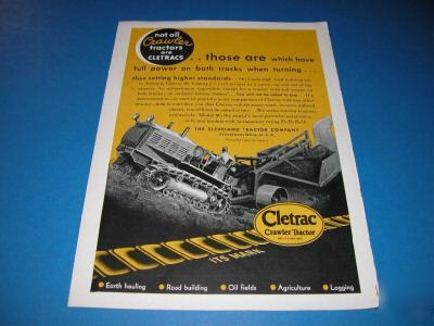 1933 cletrac crawler tractor & warco grader bucyrus ad