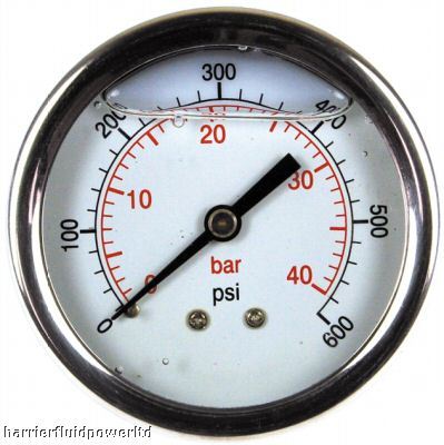 63MM hydraulic pressure gauge rear entry 0-600 psi