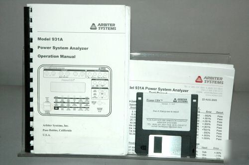 Arbiter systems 931A power system analyzer 