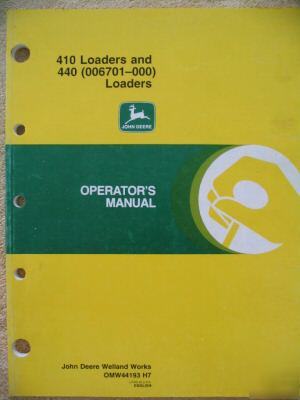 John deere 410 440 loader 870 970 1070 4100 ops manual