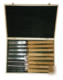 New 8 wood lathe chisels w/case - professional M2 steel