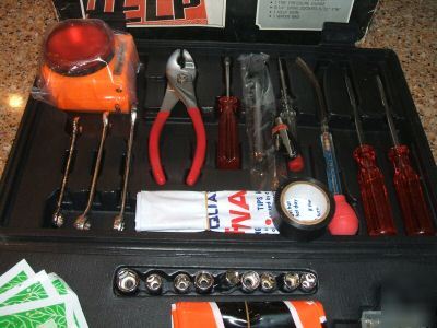 New 39 piece highway emergency kit n hard case jumpcabl