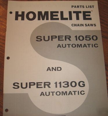 Homelite 1050&1130G chain saw parts catalog manual