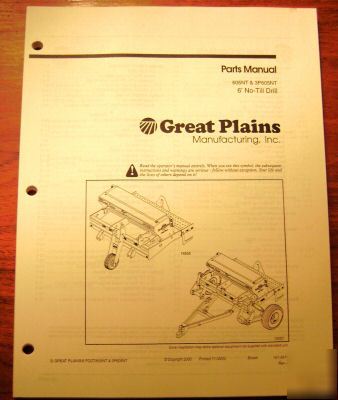 Great plains 6' no-till drill parts catalog manual book