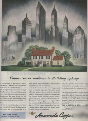 New 1945 anaconda copper & brass ad york's fifth avenue