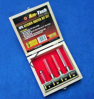 Kitchen router bit set - 4 piece set - wood storage box