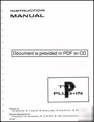 Tek tektronix type p plug-in instruction manual