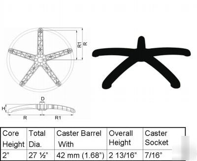 New comfort office chair base - nylon dia. 27 1/2