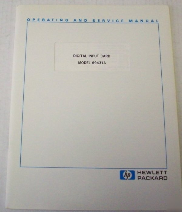 Hp 69431A digital input card op/svc manual - $5 ship 