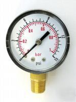 50MM pressure gauge base entry 0-15 psi air and oil