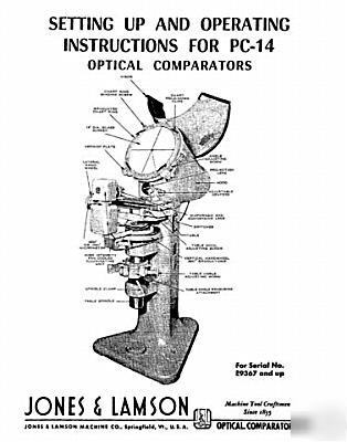 Jones & lamson pc 14 operating instructions manual