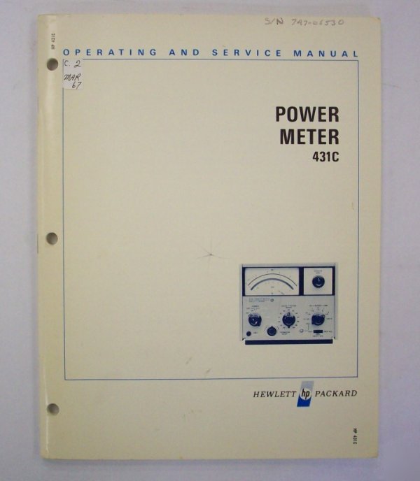 Hp / agilent 431C op/service manual - $5 shipping 