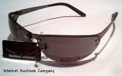 Expo dark gunmetal safety glasses global vision smoked