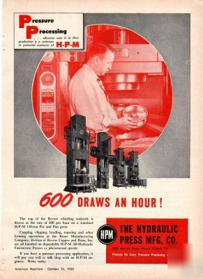 Hydraulic press mfg co hpm mount gilead oh ad 1953