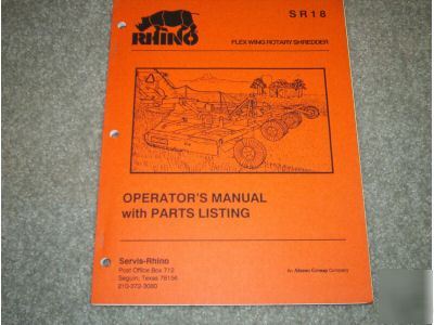 Rhino sr 18 rotary mower op and parts catalog