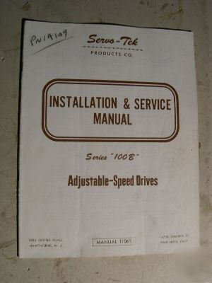 Original manual 11061 servo-tek adjustable-speed drives