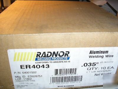 Radnor ER4043 aluminum mig wire 1LB spools (10/pack)