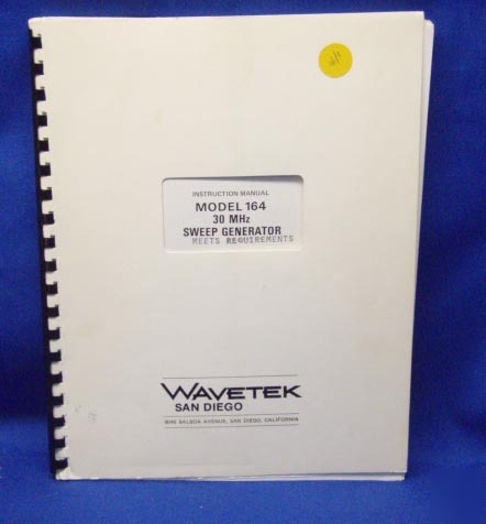 Wavetek model 164 sweep generator instruction manual