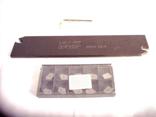 New - sgfh-53-9 iscar cut-off blade with 10 inserts