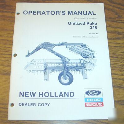 New holland 216 unitized rake operator's manual nh