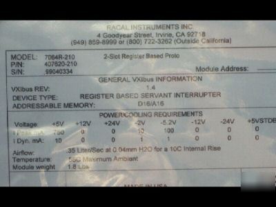 New racal 7064R register based prototype module+manual 