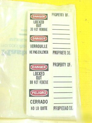 New master lock lockout padlock tag labels lot of 56
