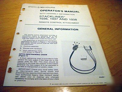 New holland 1036 1037 1038 operator's manual bale wagon