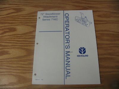 New holland 72'' snowblower 716C operators manual