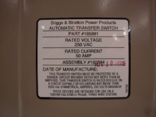 Briggs 50 amp ats automatic transfer switch model 1917 