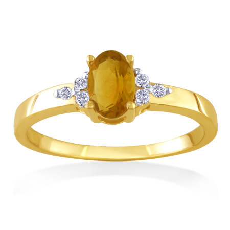 Ladies citrine & diamond november birthstone ring