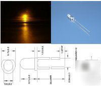 100 x 5MM amber orange led led's 3000-4000 mcd output