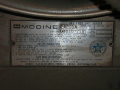 Modine PA250A natural gas unit heater