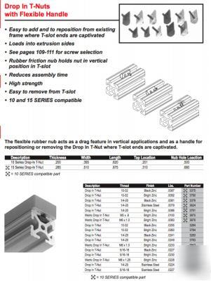 New 25 #3376 drop-in t-nuts w/flex handle (80/20 inc) 
